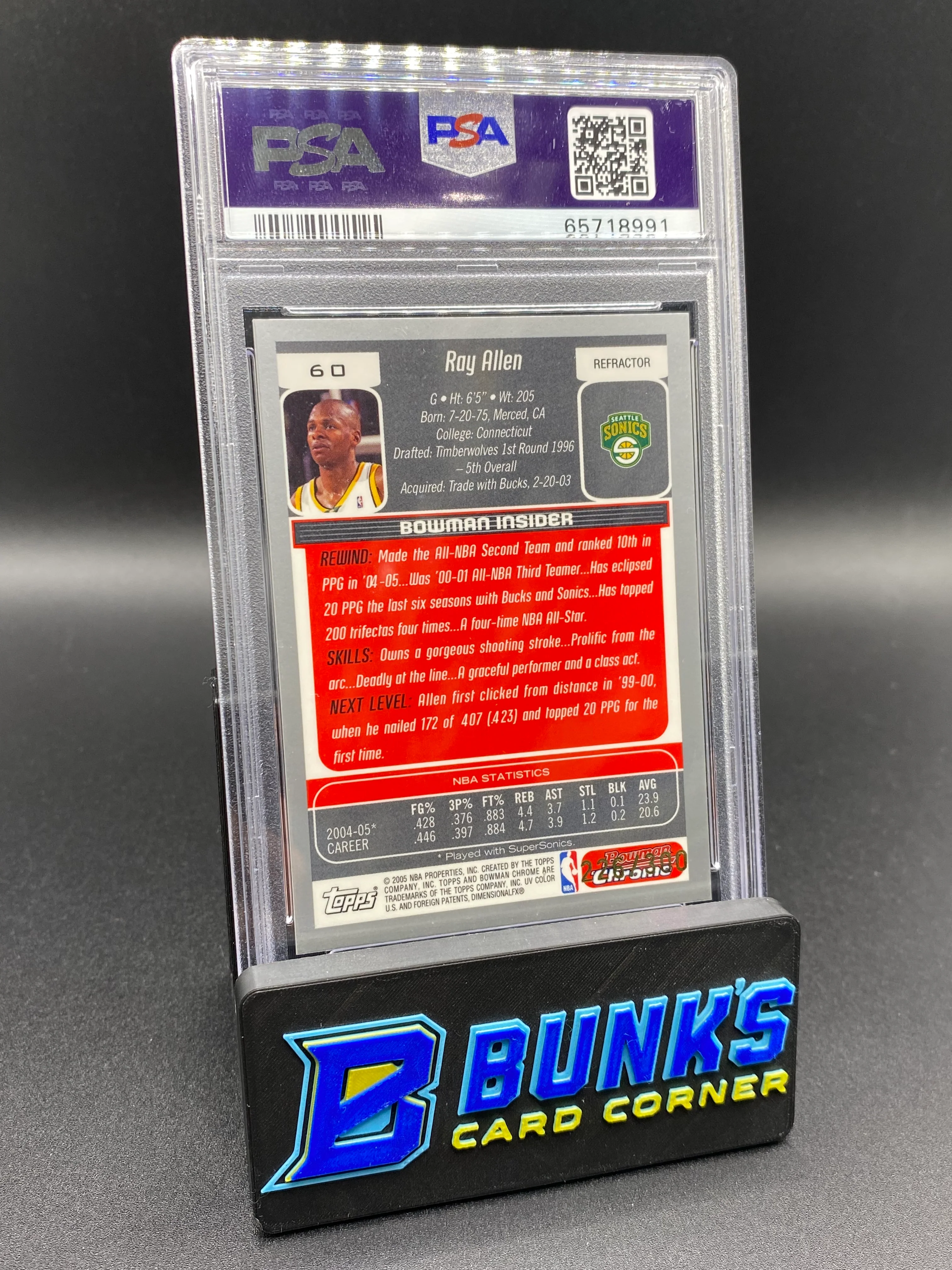 2005 Ray Allen Chrome Ref. 226/300 PSA 9 - Image 2