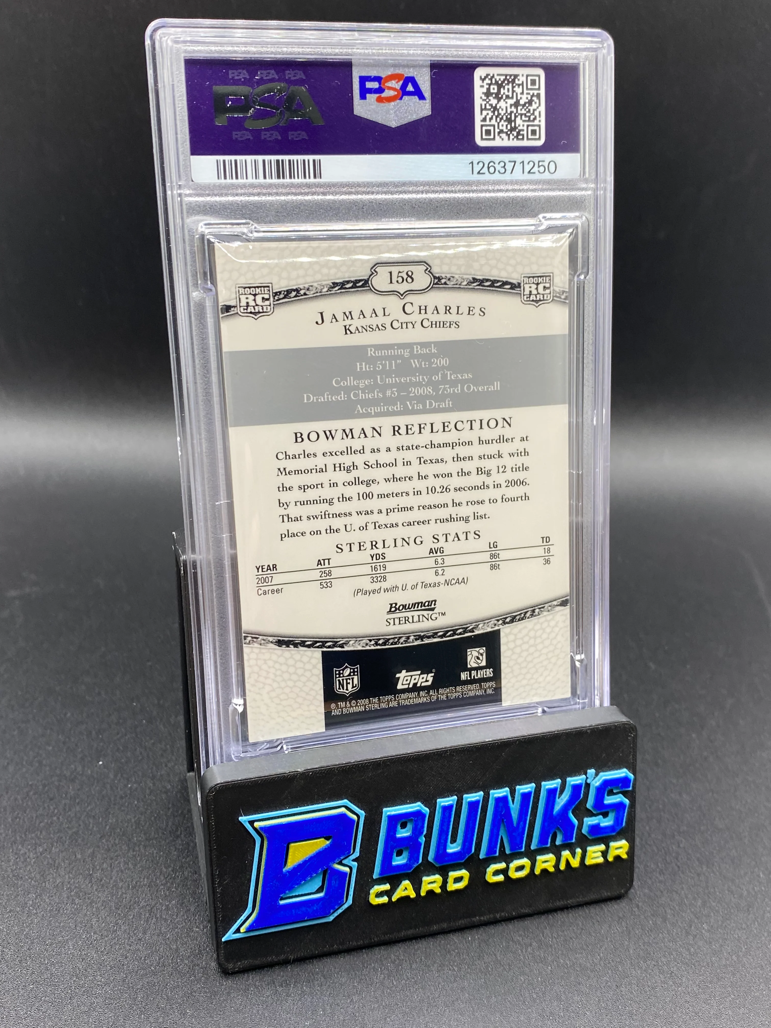 2008 Jamaal Charles Jersey Auto PSA Auto 10 - Image 2