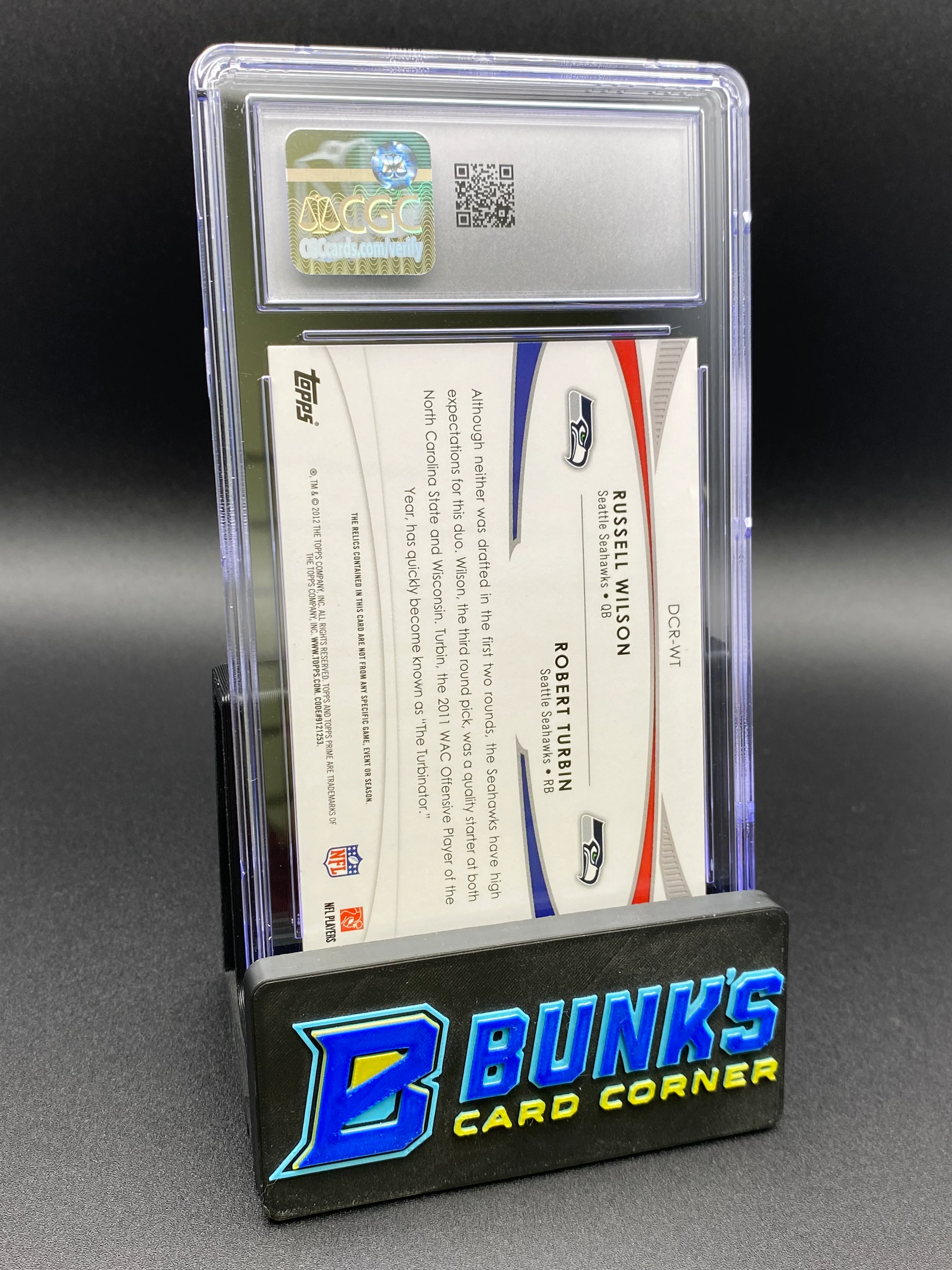 2012 Russell Wilson & Robert Turbin Topps Prime 10/25 Patches CGC 9.5 - Image 2