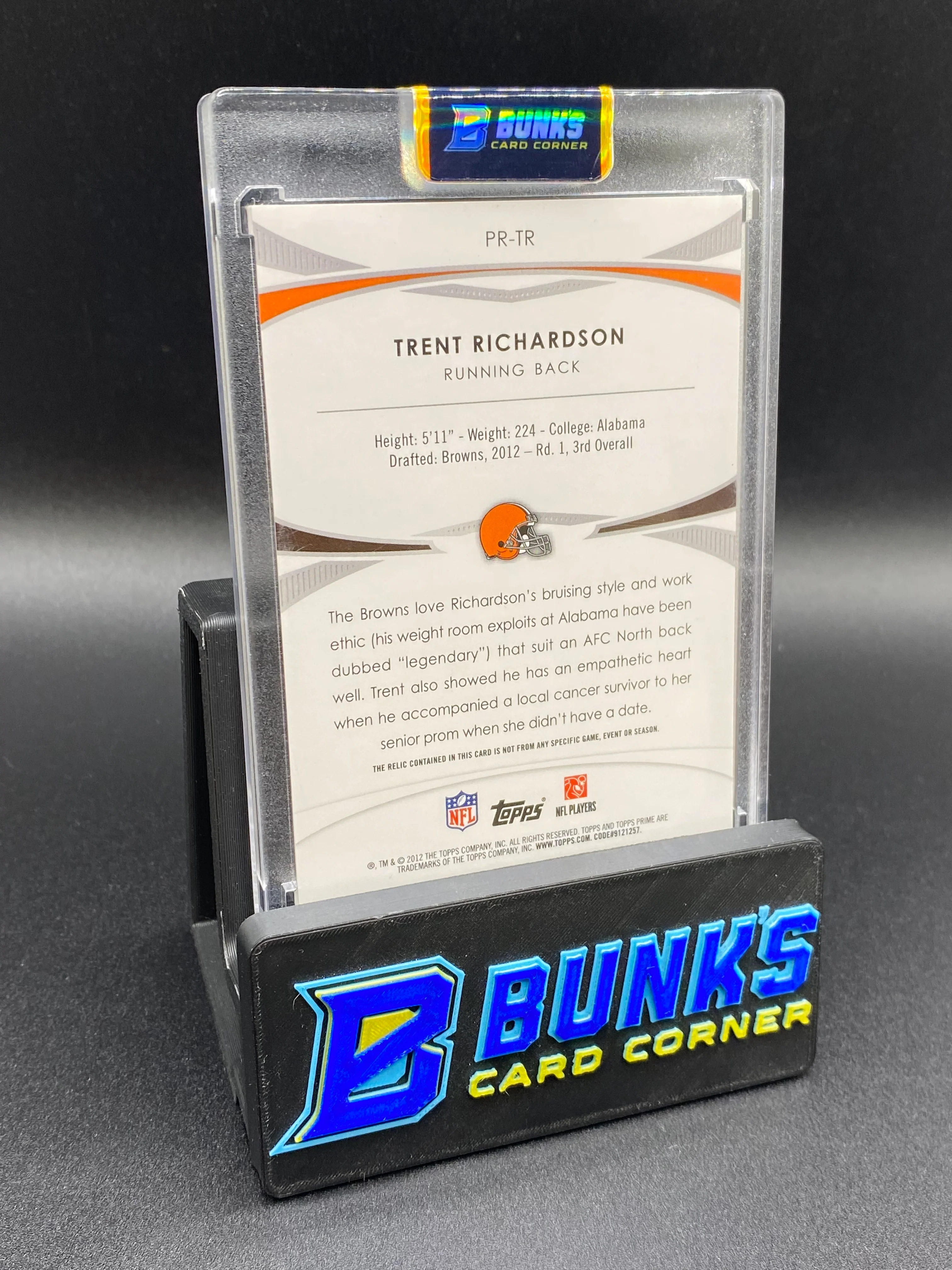 2012 Topps Prime Trent Richardson 16/25 Patch Rc - Image 2