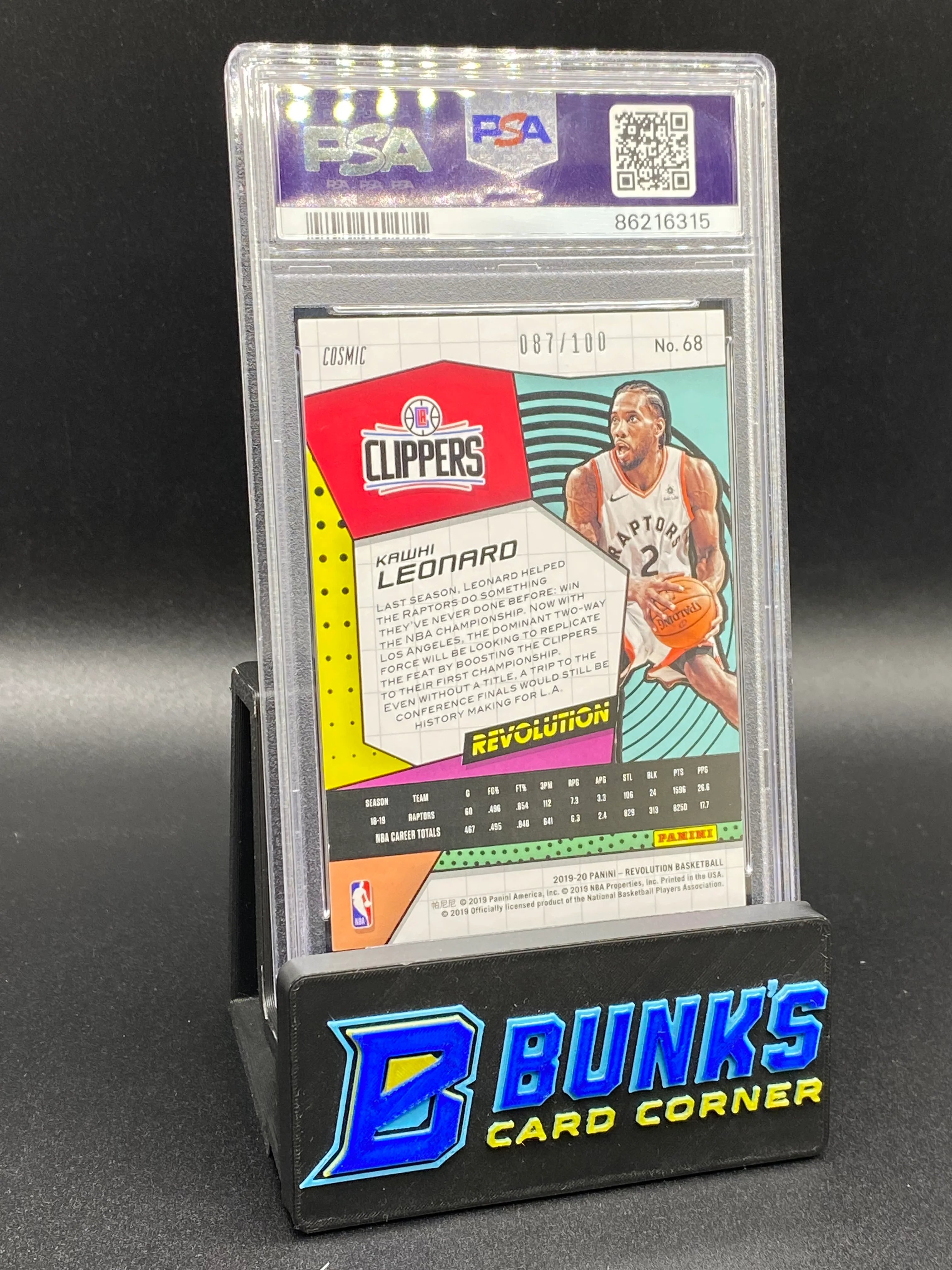 2019 Kawhi Leonard Cosmic 87/100 PSA 10 - Image 2