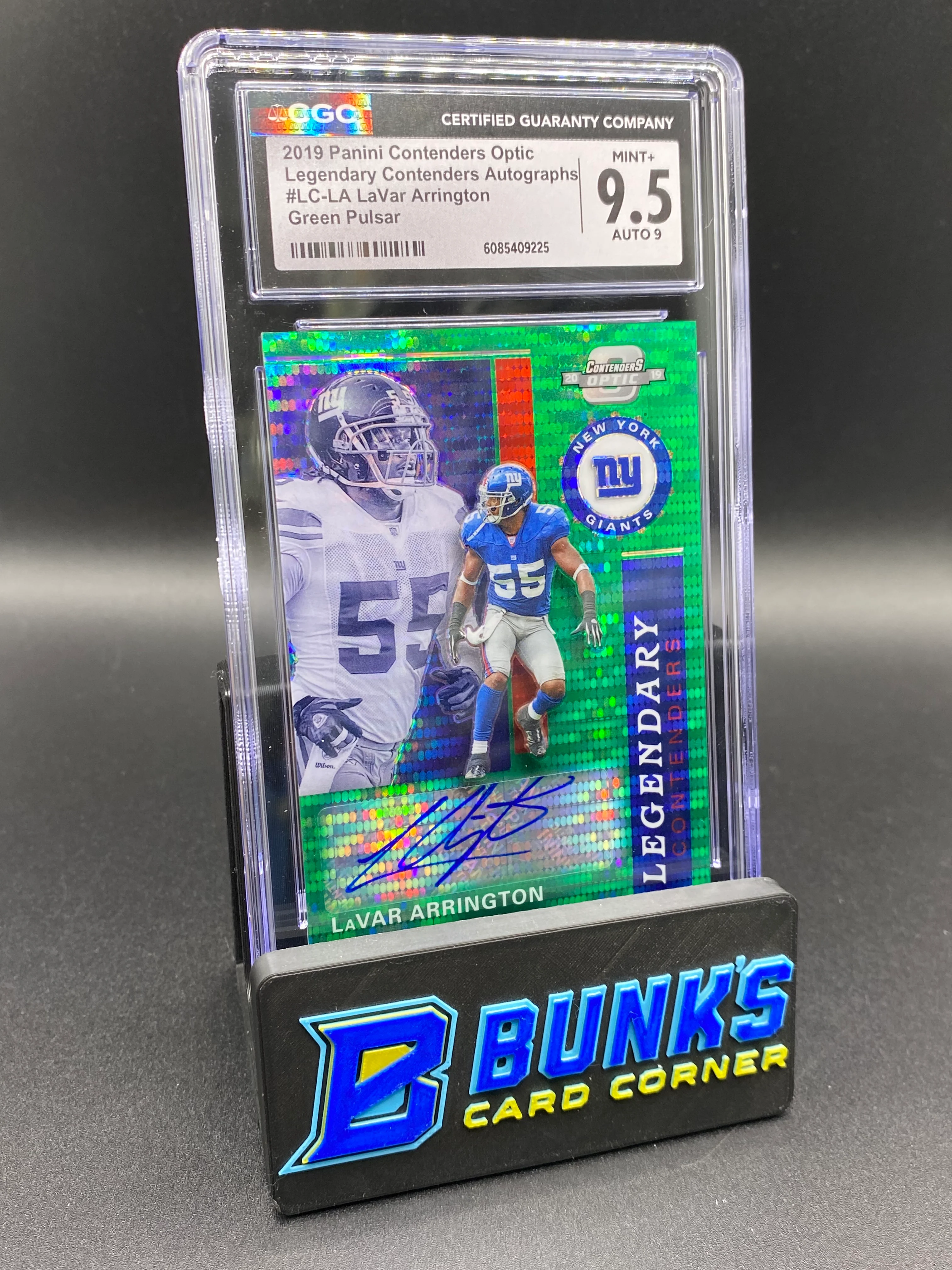 2019 LaVar Arrington Green Pulsar Auto 2/27 CGC 9.5/9