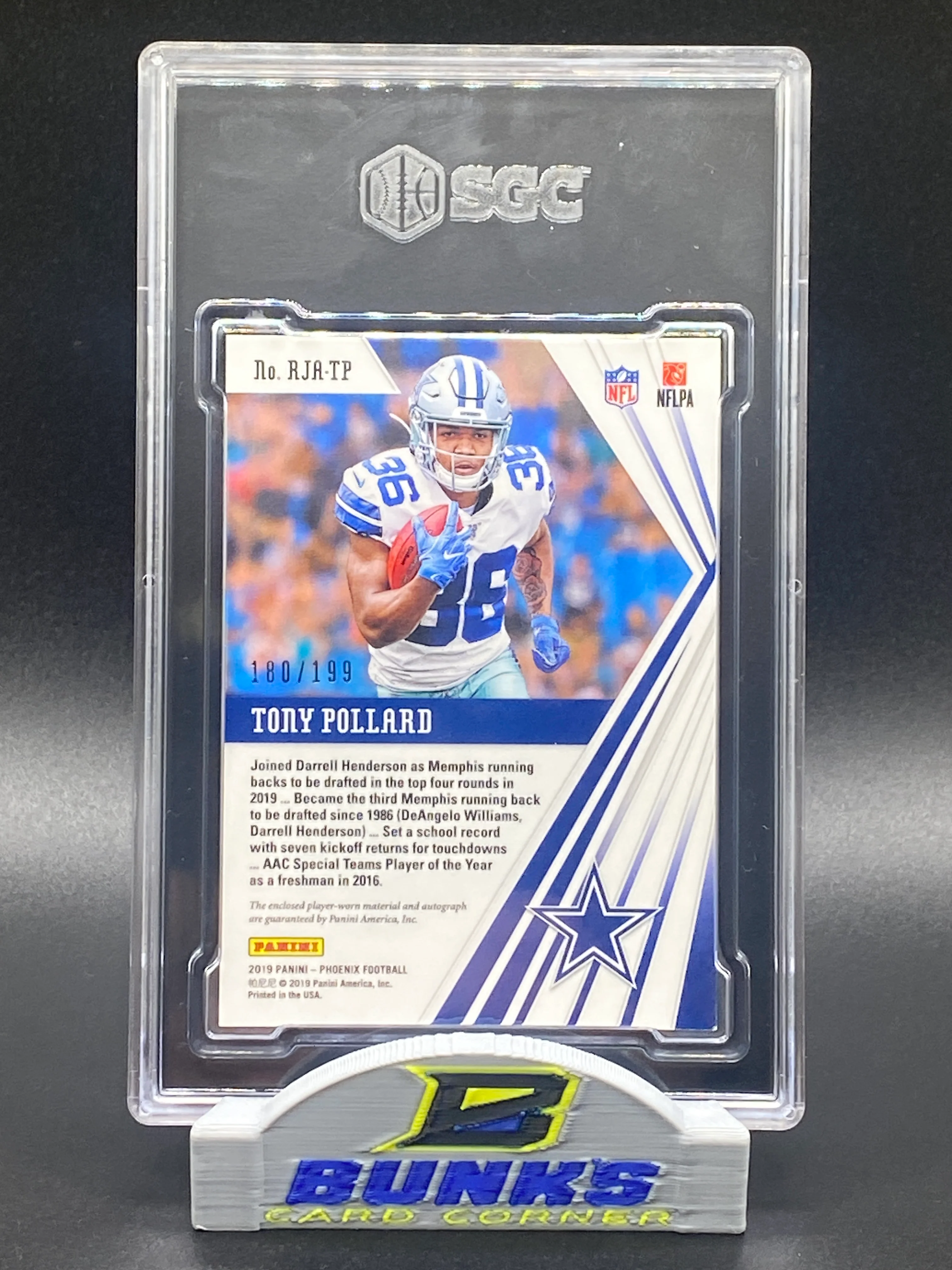 2019 Tony Pollard AUTOGRAPHED Rookie Jersey Orange 180/199 - Image 2