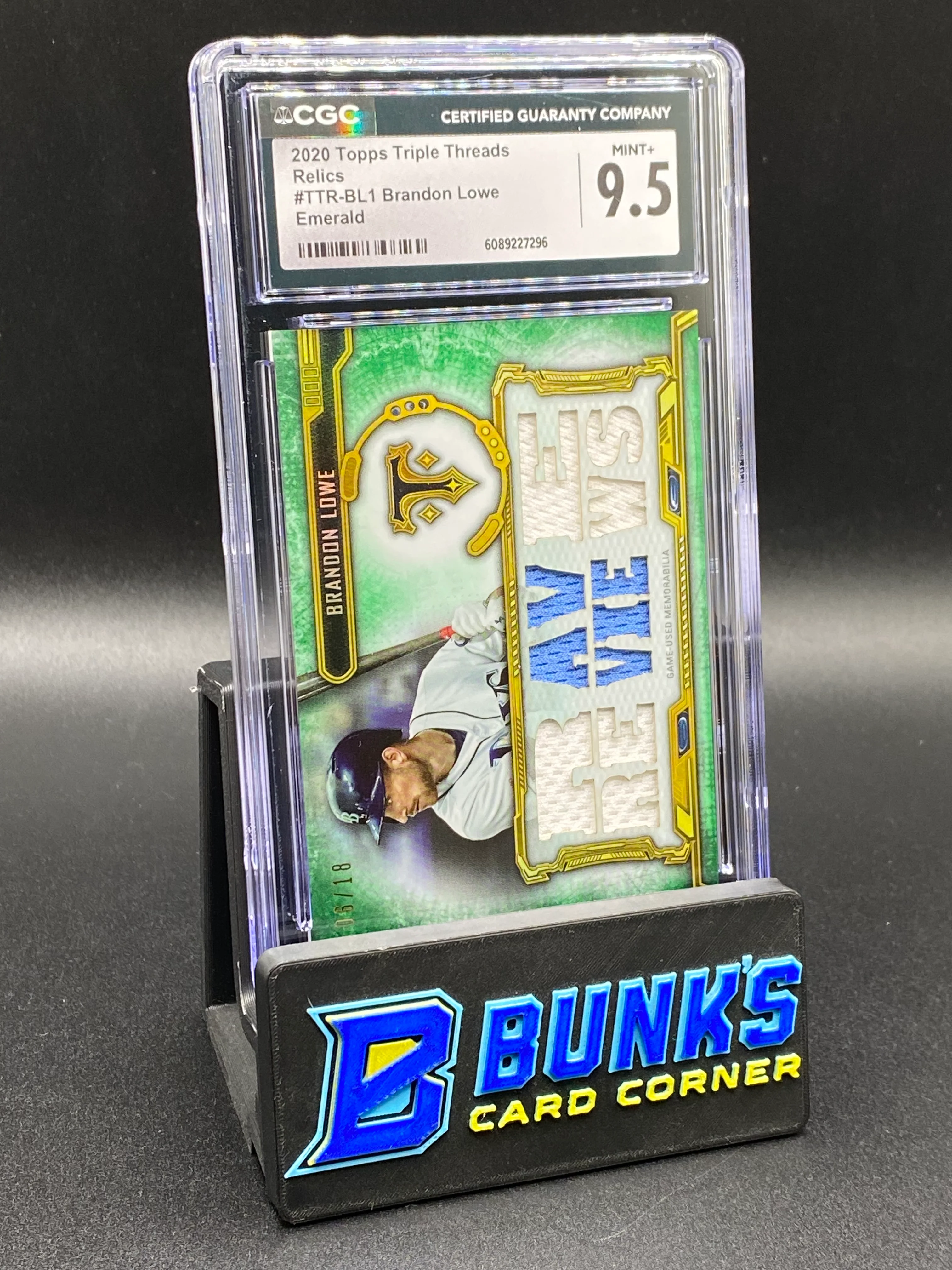 2020 Brandon Lowe Emerald Relics 6/18 CGC 9.5