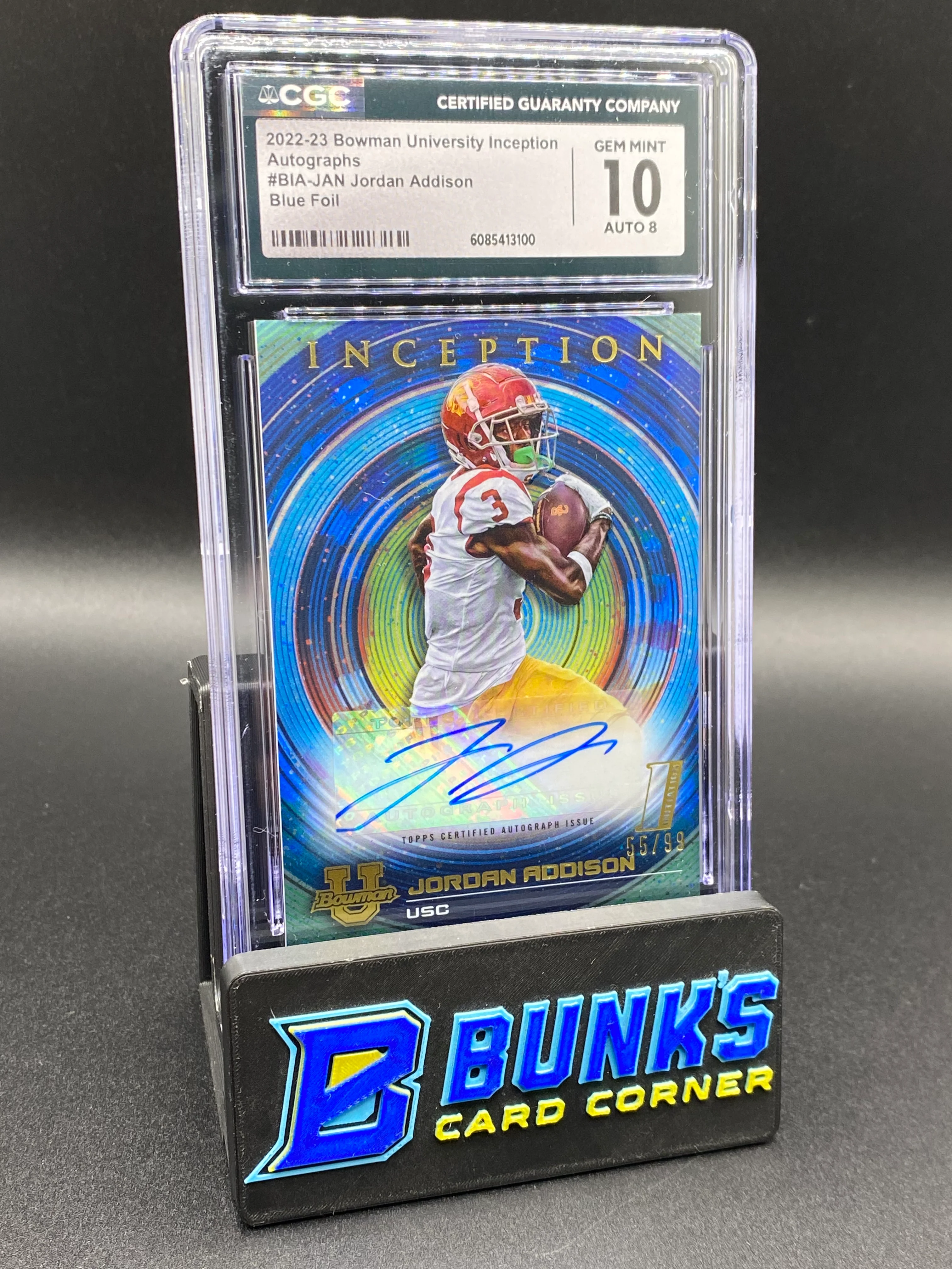 2022-23 Jordan Addison Blue Foil Auto Inception CGC 10/8 55/99