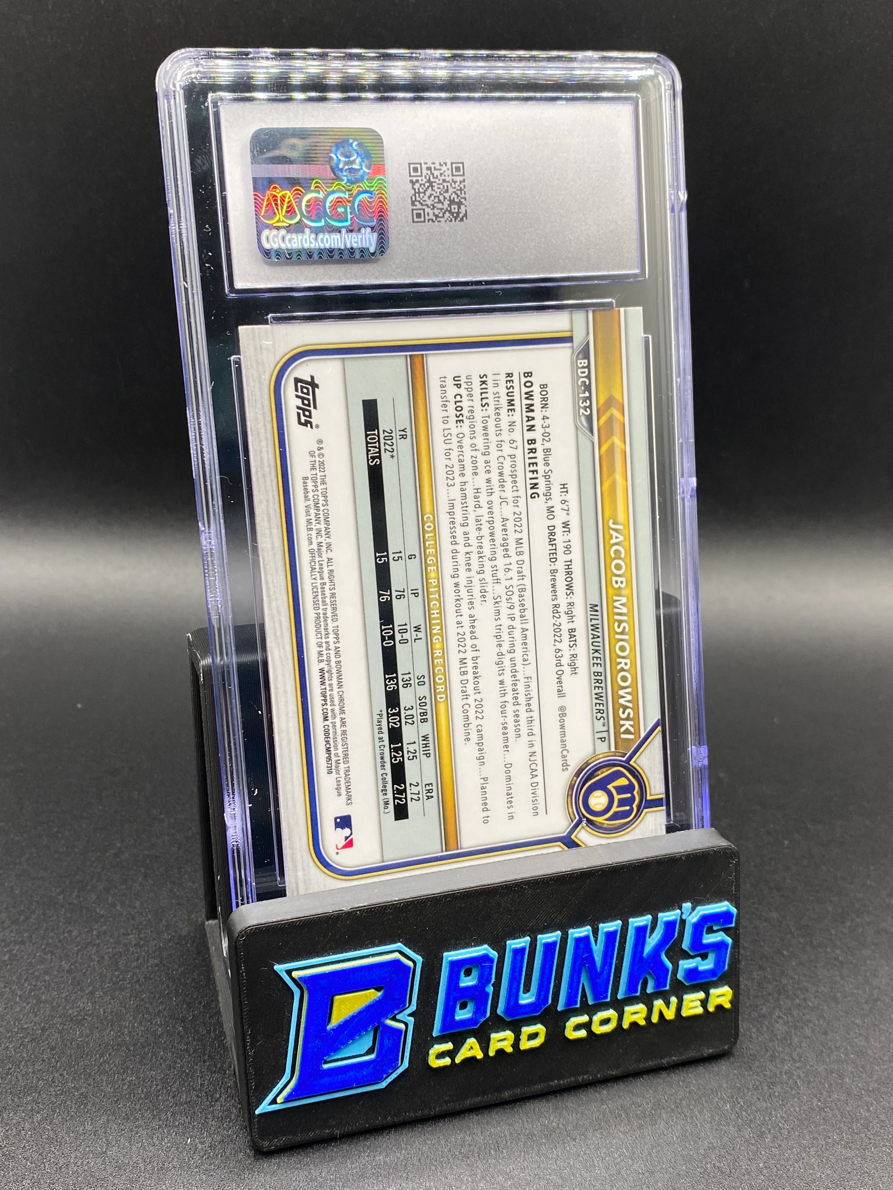 2022 Jacob Misiorowski Chrome CGC 10 - Image 2