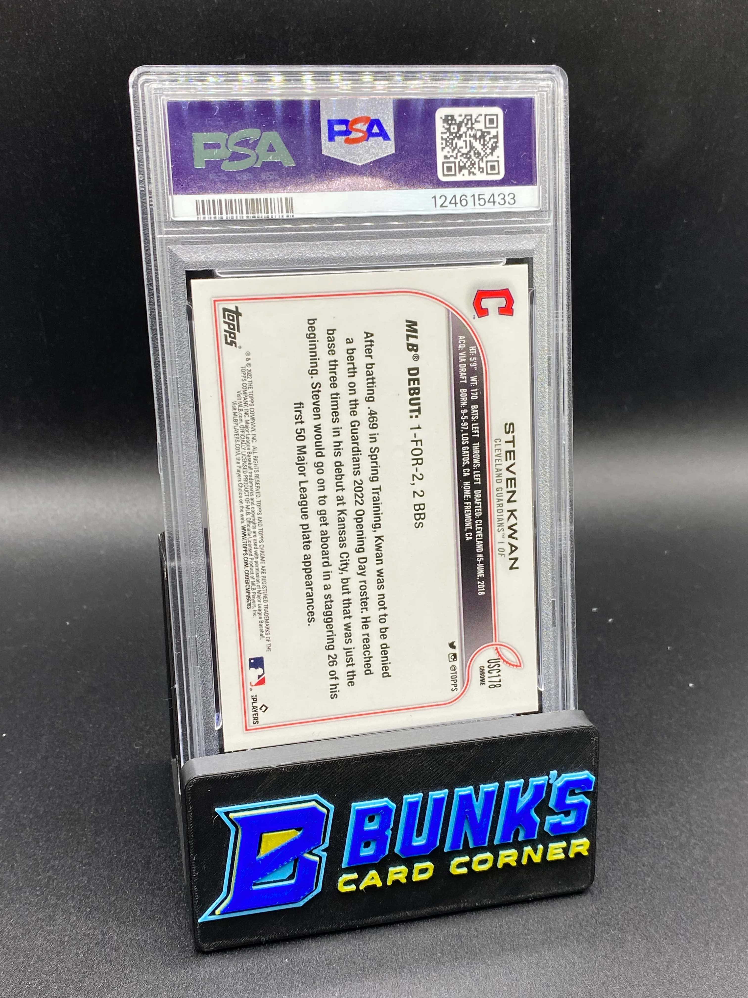 2022 Steven Kwan Purple Ref. PSA 10 Rc - Image 2