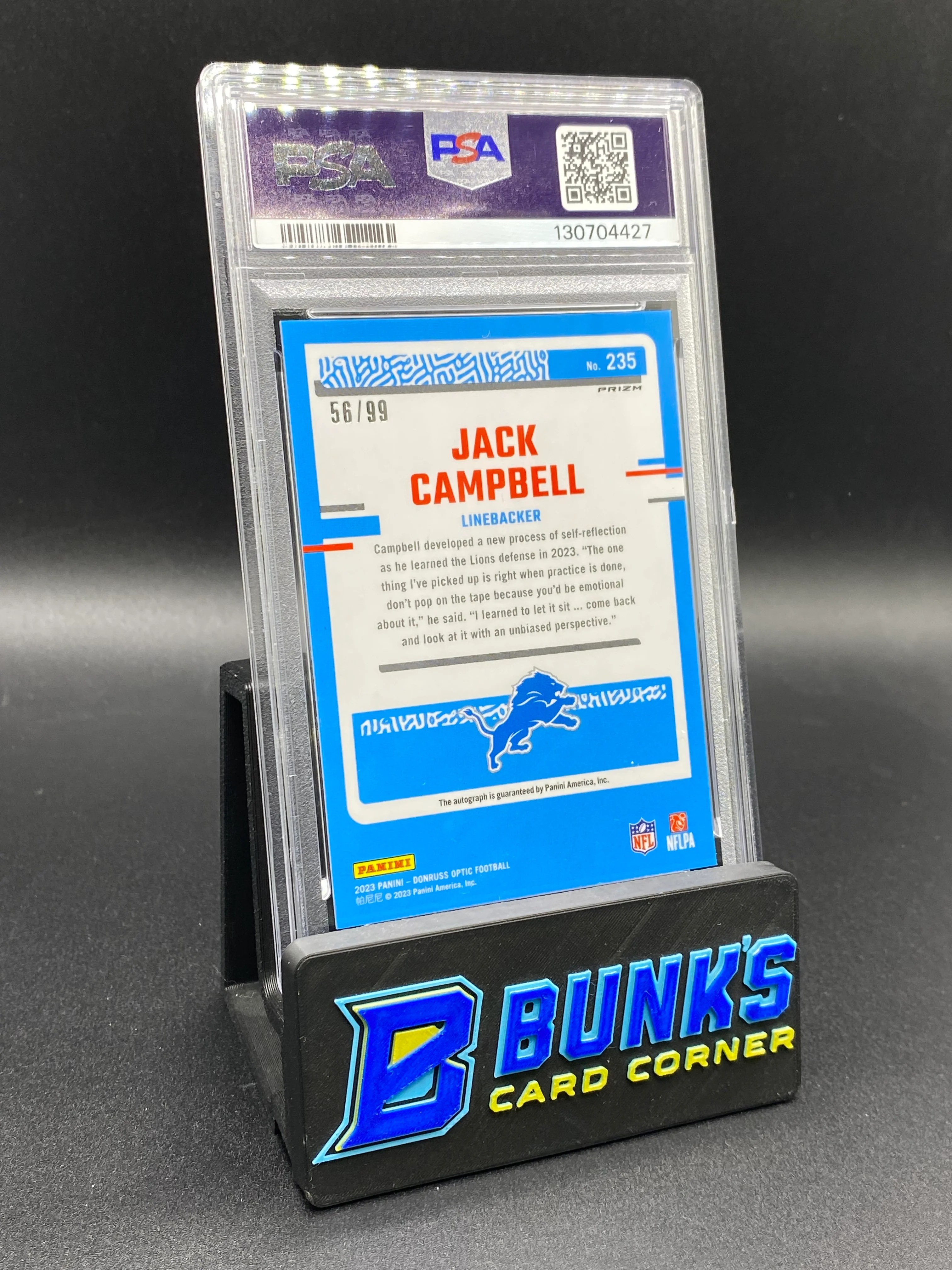 2023 Jack Campbell Auto Blue PSA 9 Rc - Image 2