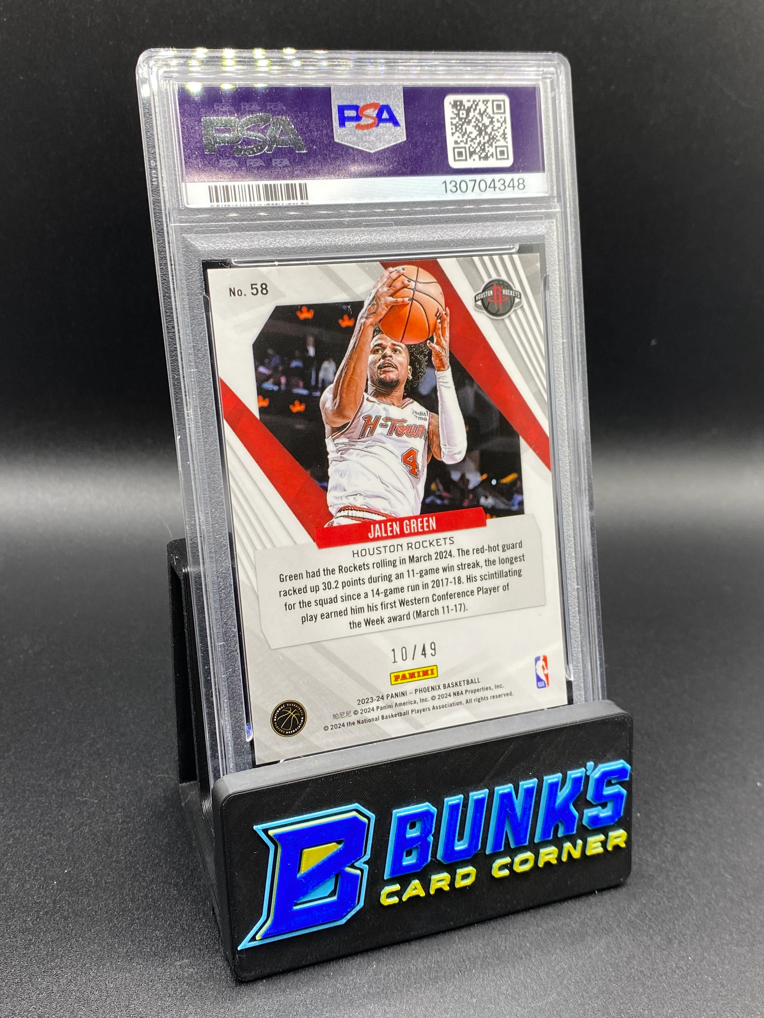 2023 Jalen Green Bronze Lazer 10/49 PSA 10 - Image 2