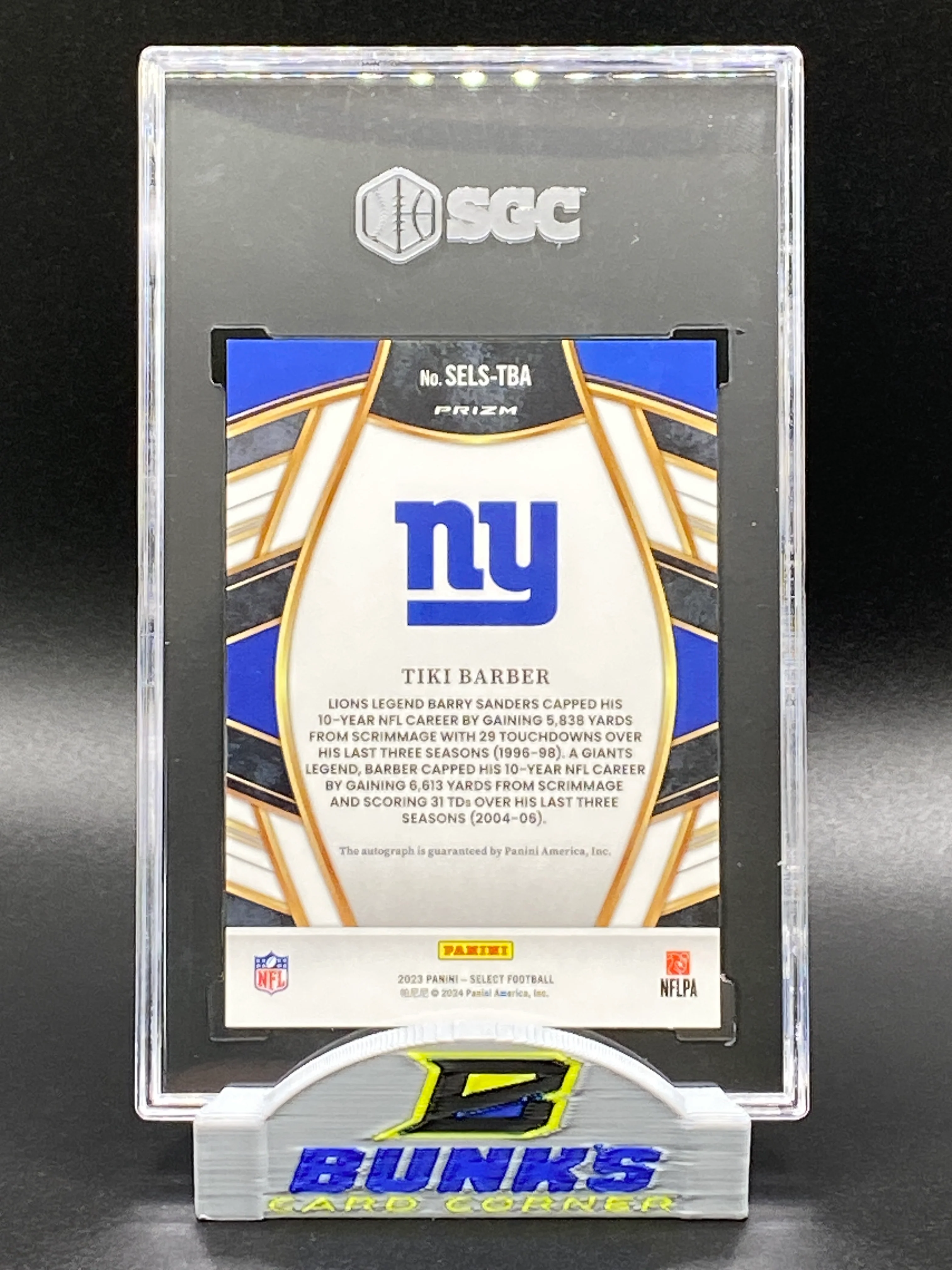 2023 Tiki Barber AUTOGRAPHED SGC 10|10 - Image 2
