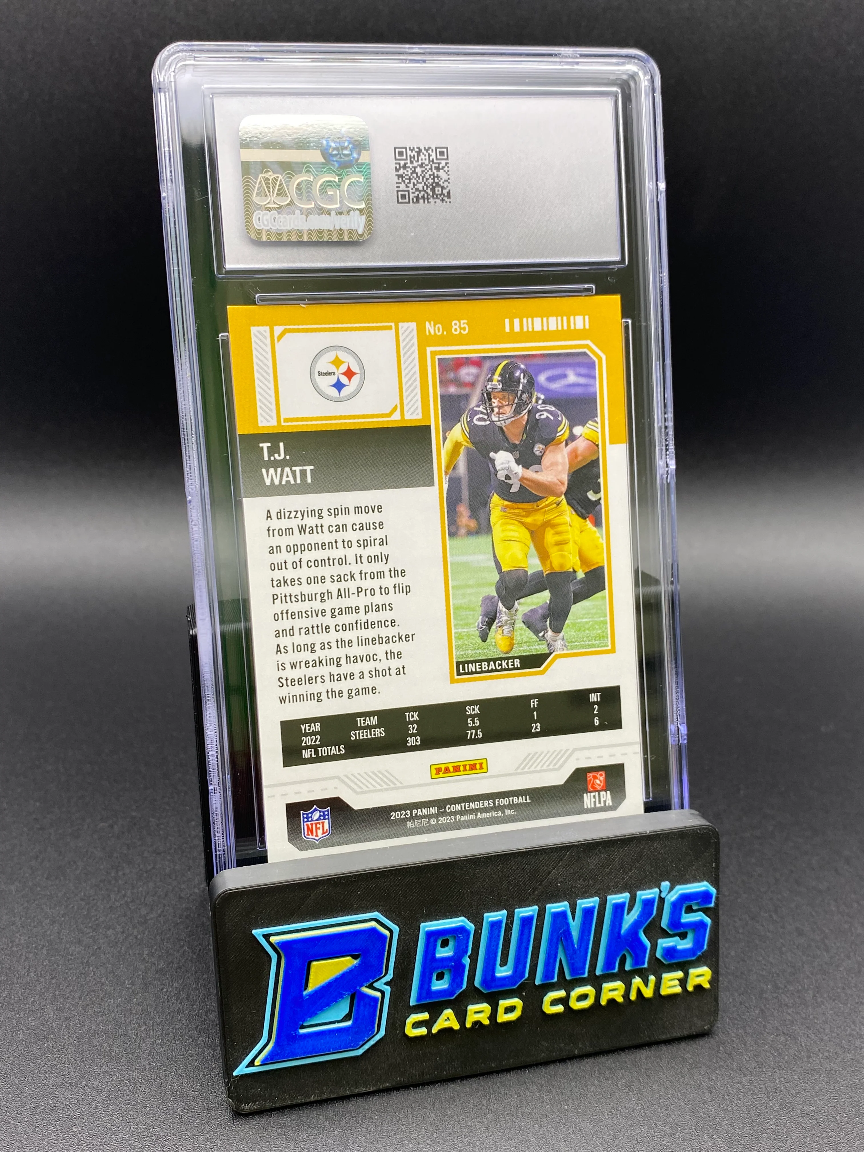 2023 TJ Watt Cracked Ice Ticket 5/25 CGC 9 - Image 2