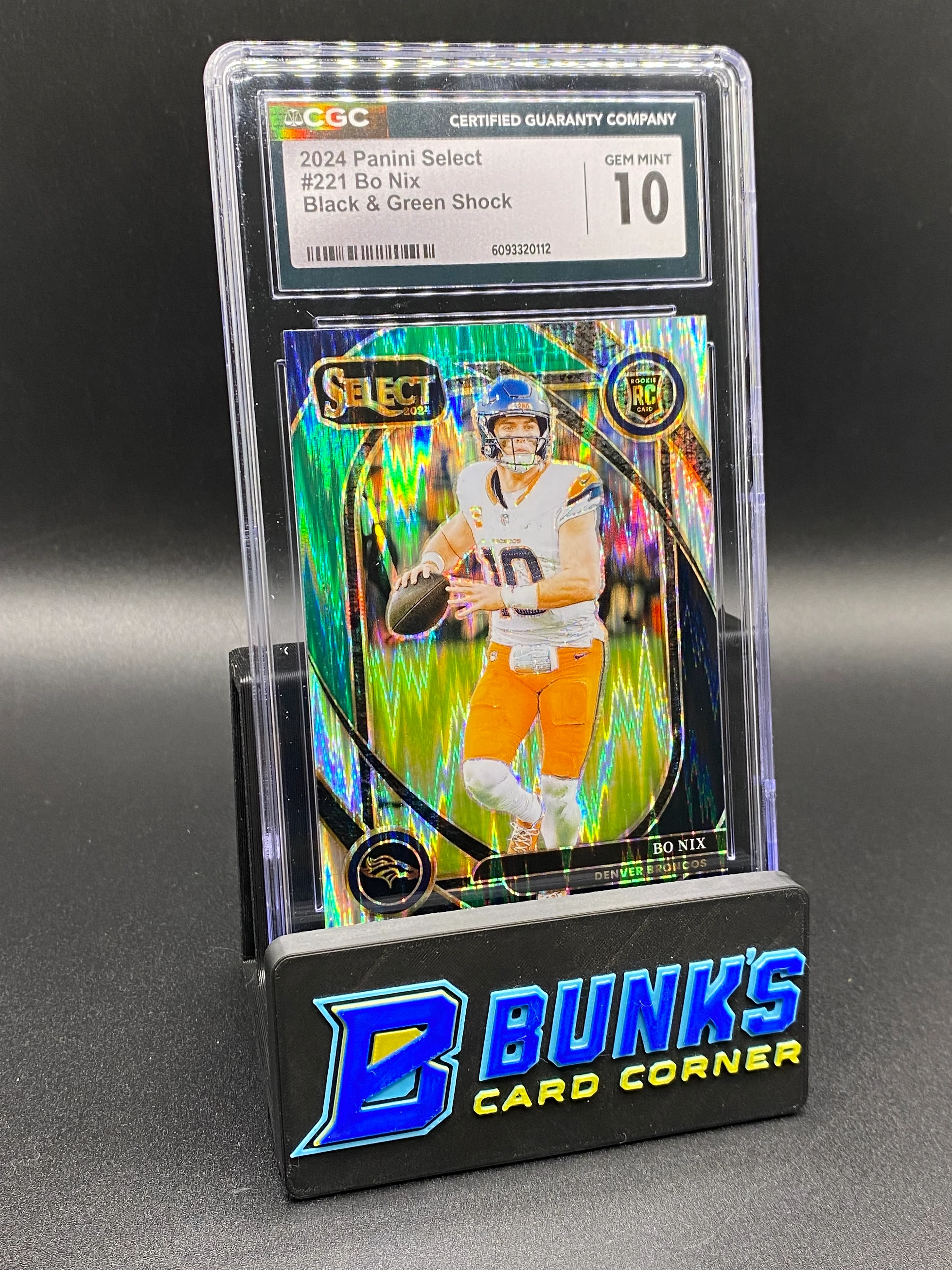 2024 Bo Nix Black & Green Shock CGC 10 Rc