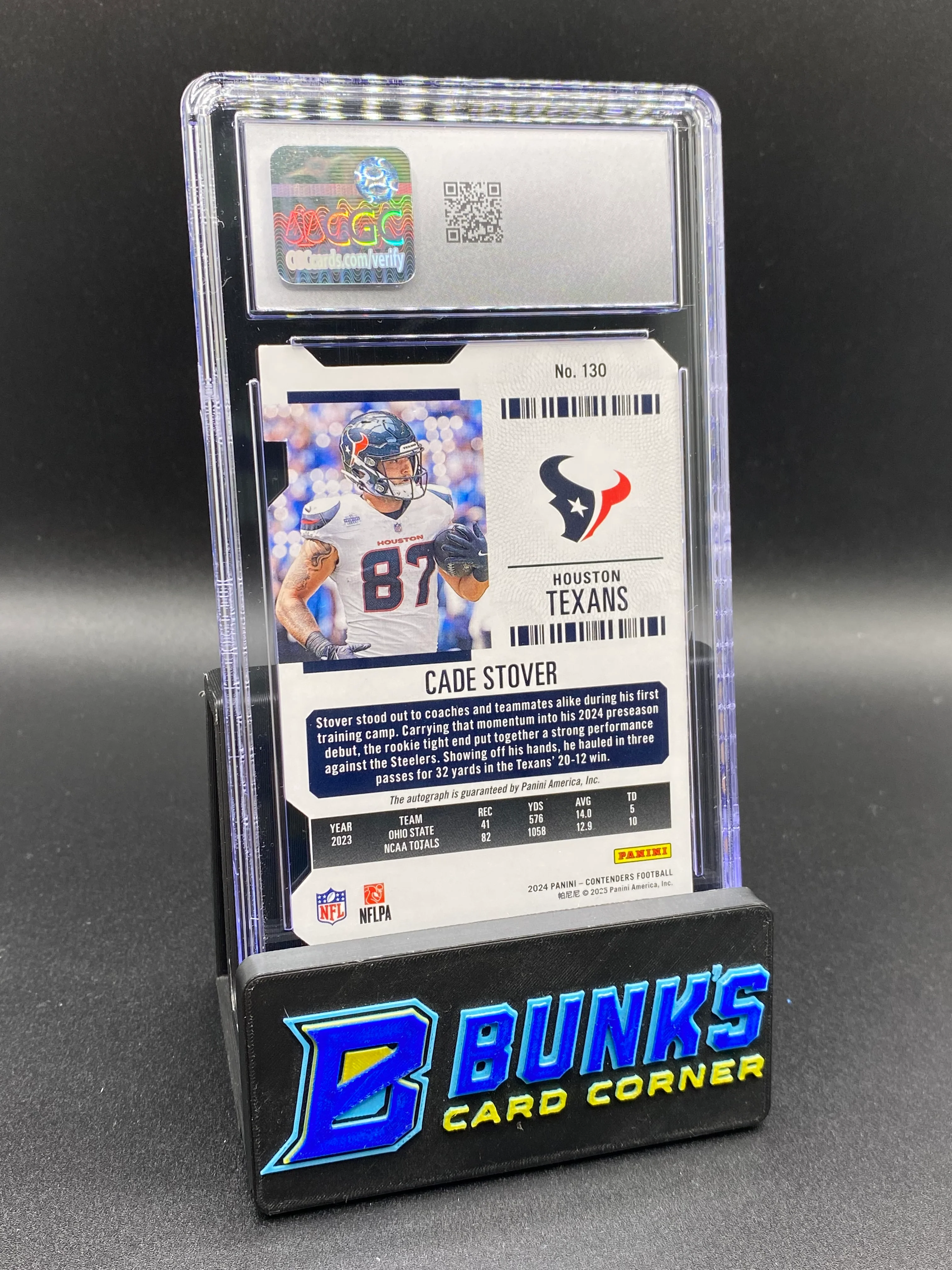 2024 Cade Stover Rookie Ticket Auto 34/87 CGC 10/10 - Image 2