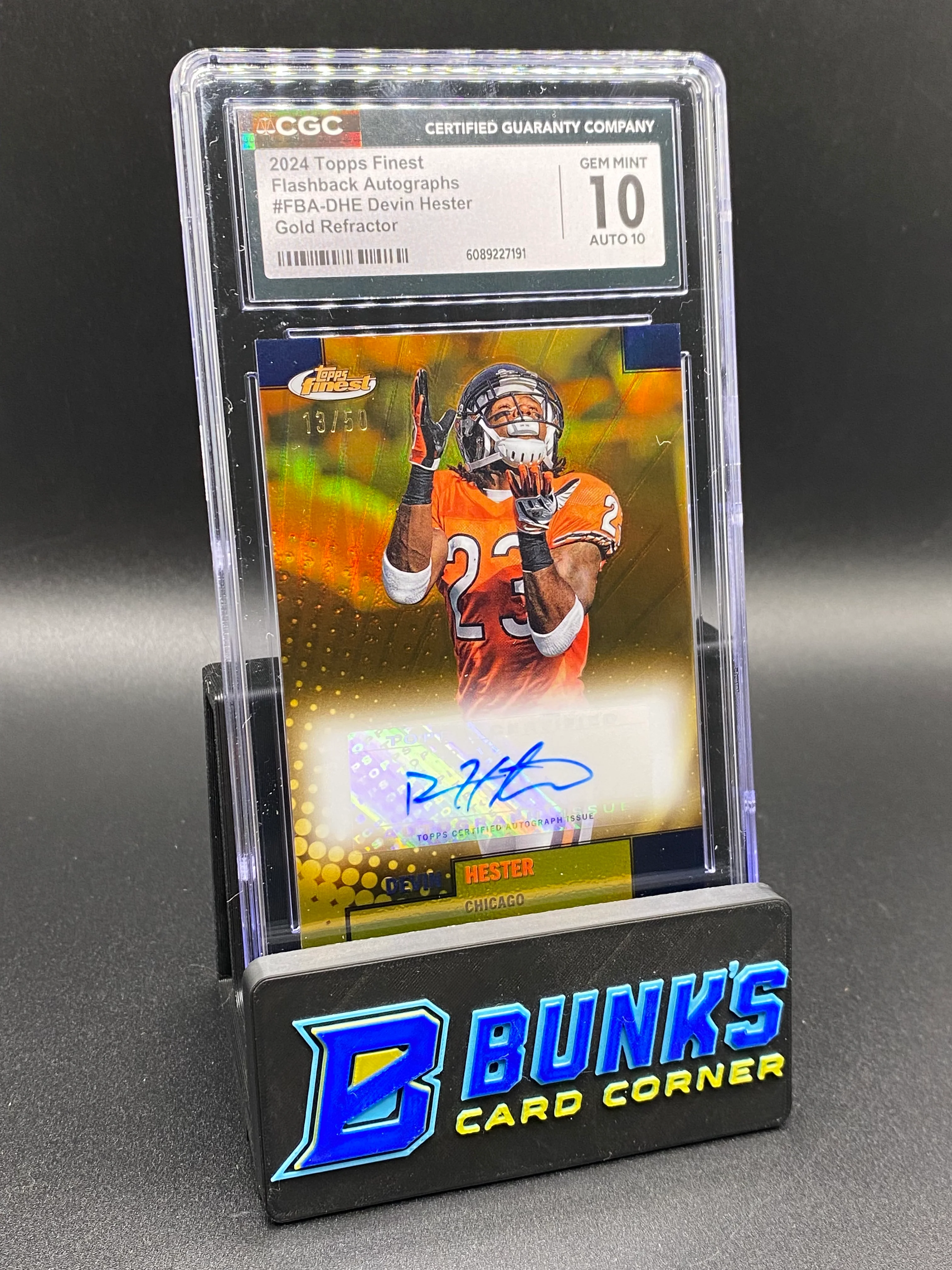 2024 Devin Hester Gold Ref. Auto 13/50 CGC 10/10