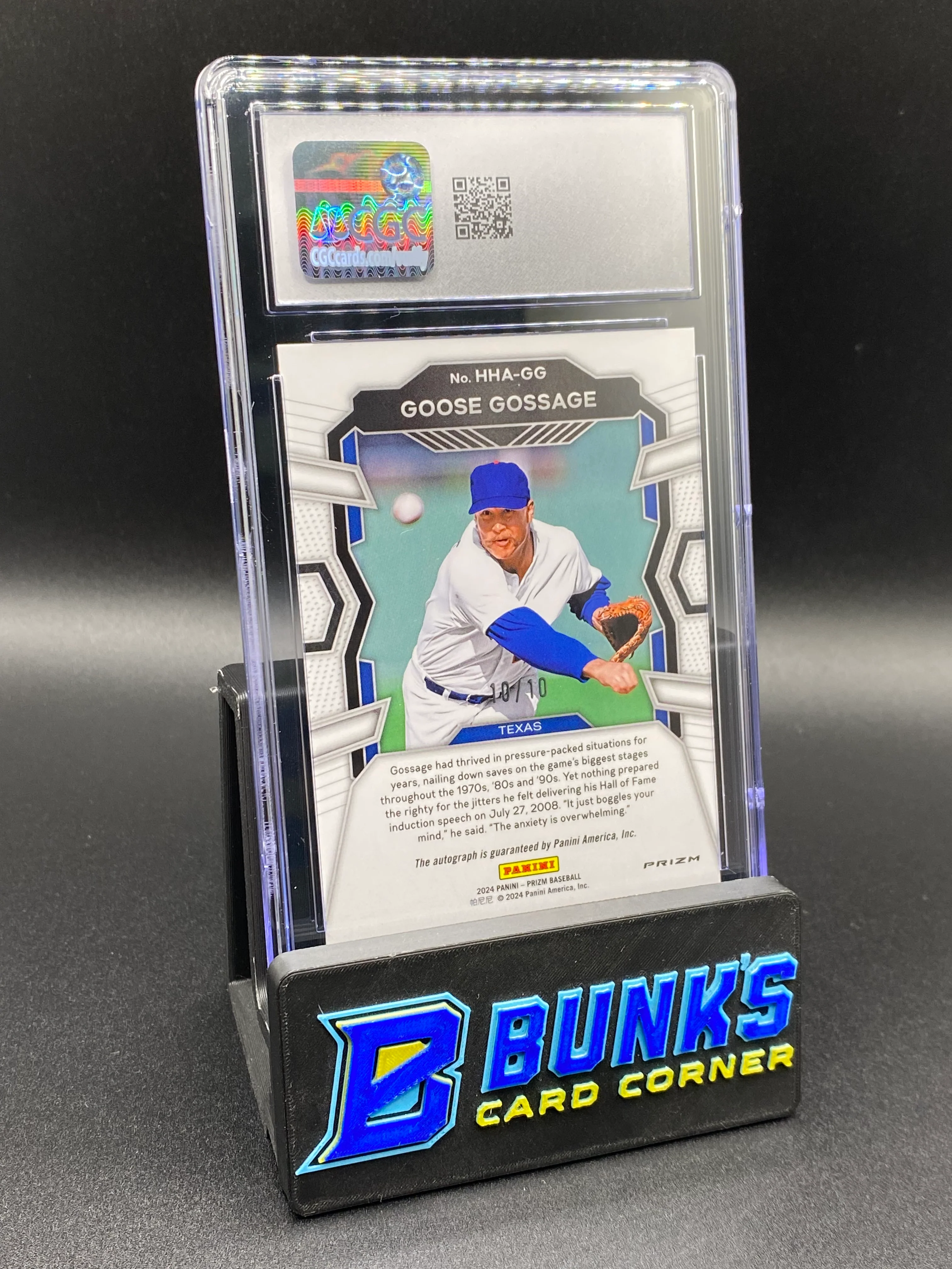 2024 Goose Gossage Green Pulsar Hall Heroes Auto 10/10 CGC Authentic Auto 10 - Image 2