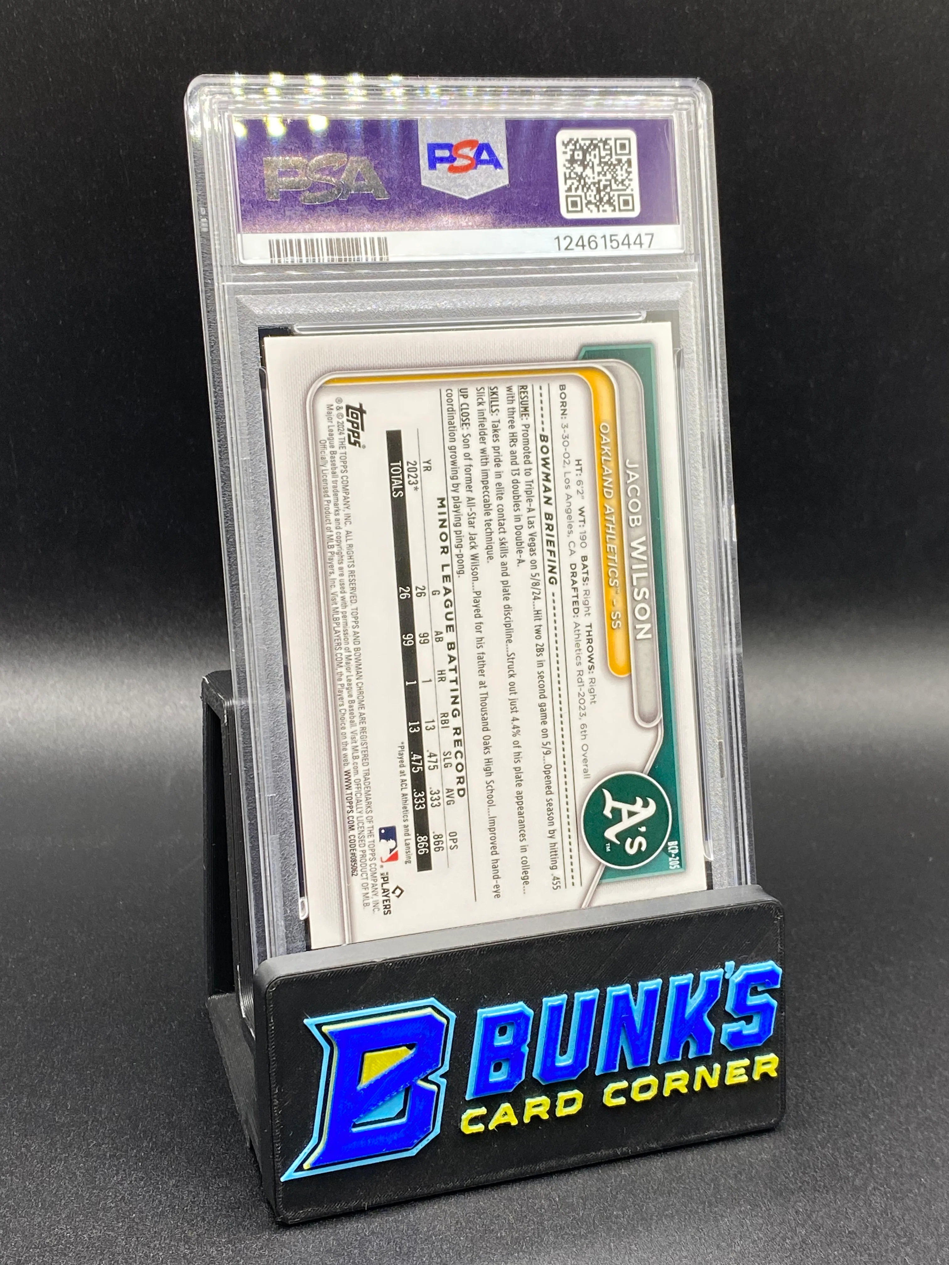 2024 Jacob Wilson Prospects Yellow 57/75 PSA 10 - Image 2