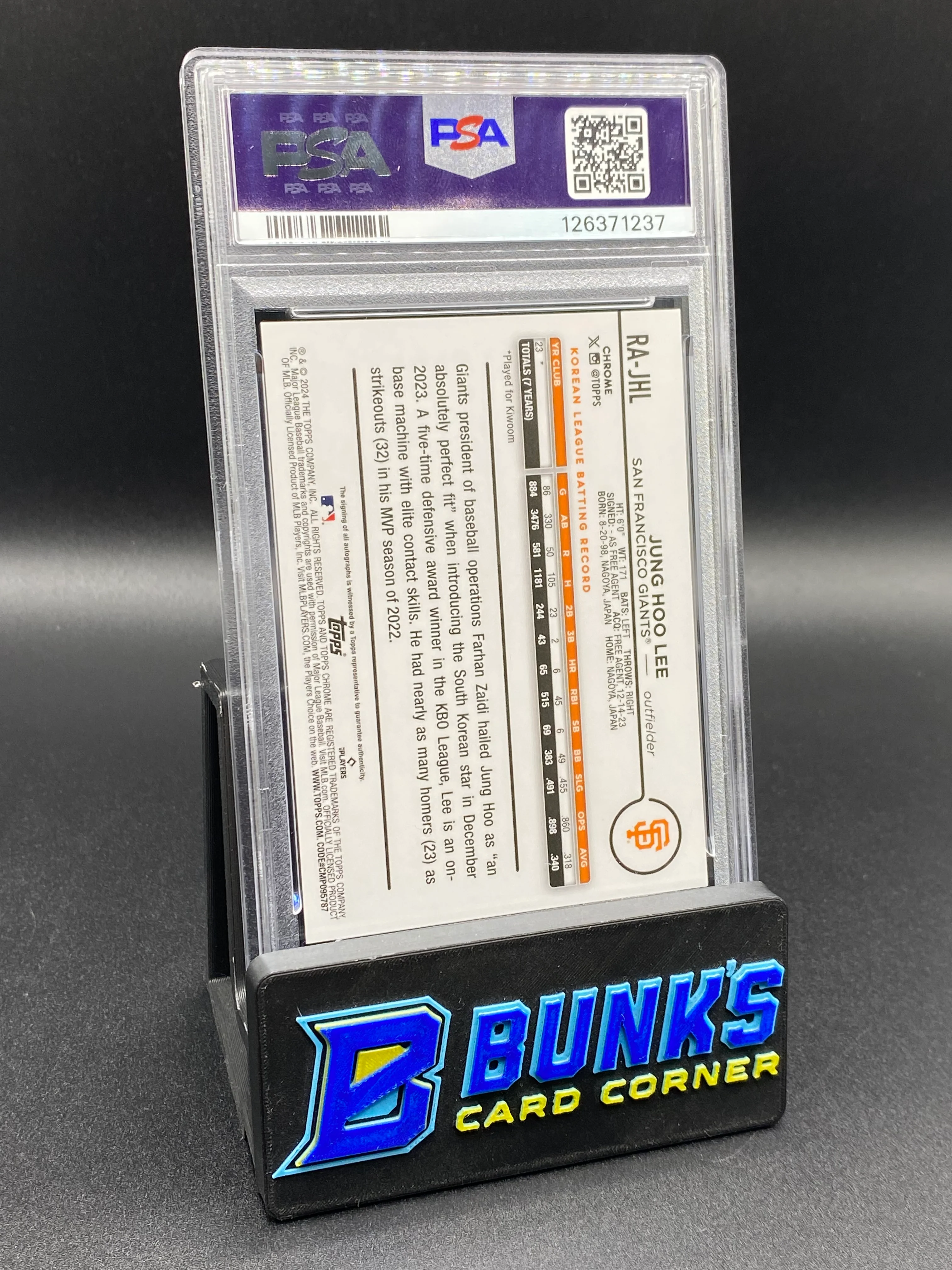 2024 Jung Hoo Lee Auto 6/175 Lava Rc PSA Auto 10 - Image 2