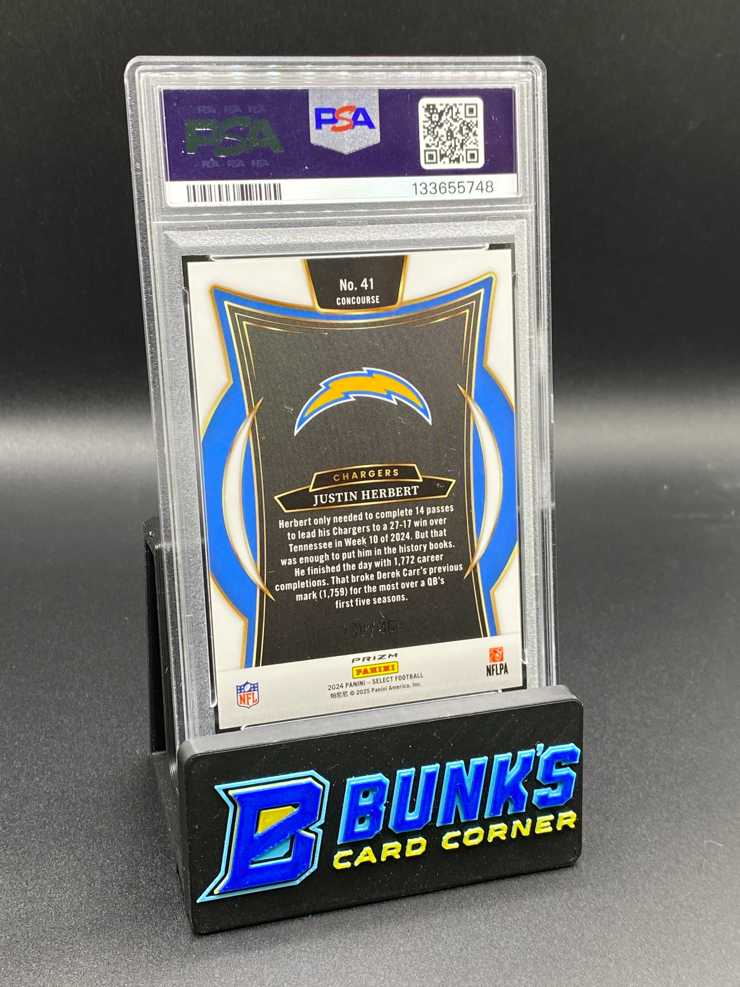 2024 Justin Herbert Purple Shock PSA 9 198/360 - Image 2