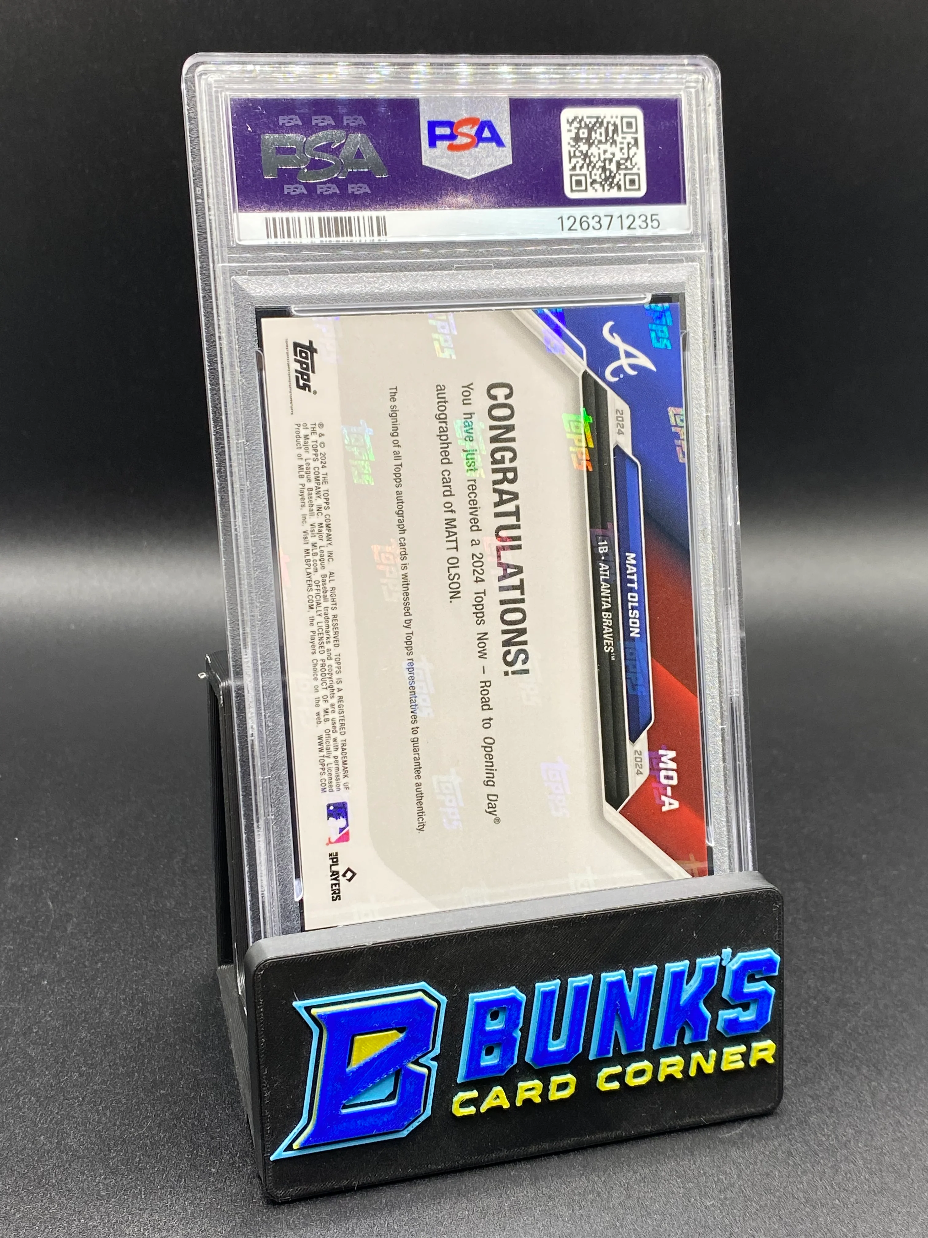 2024 Matt Olson Road to Opening Day 33/49 Auto PSA Auto 9 - Image 2
