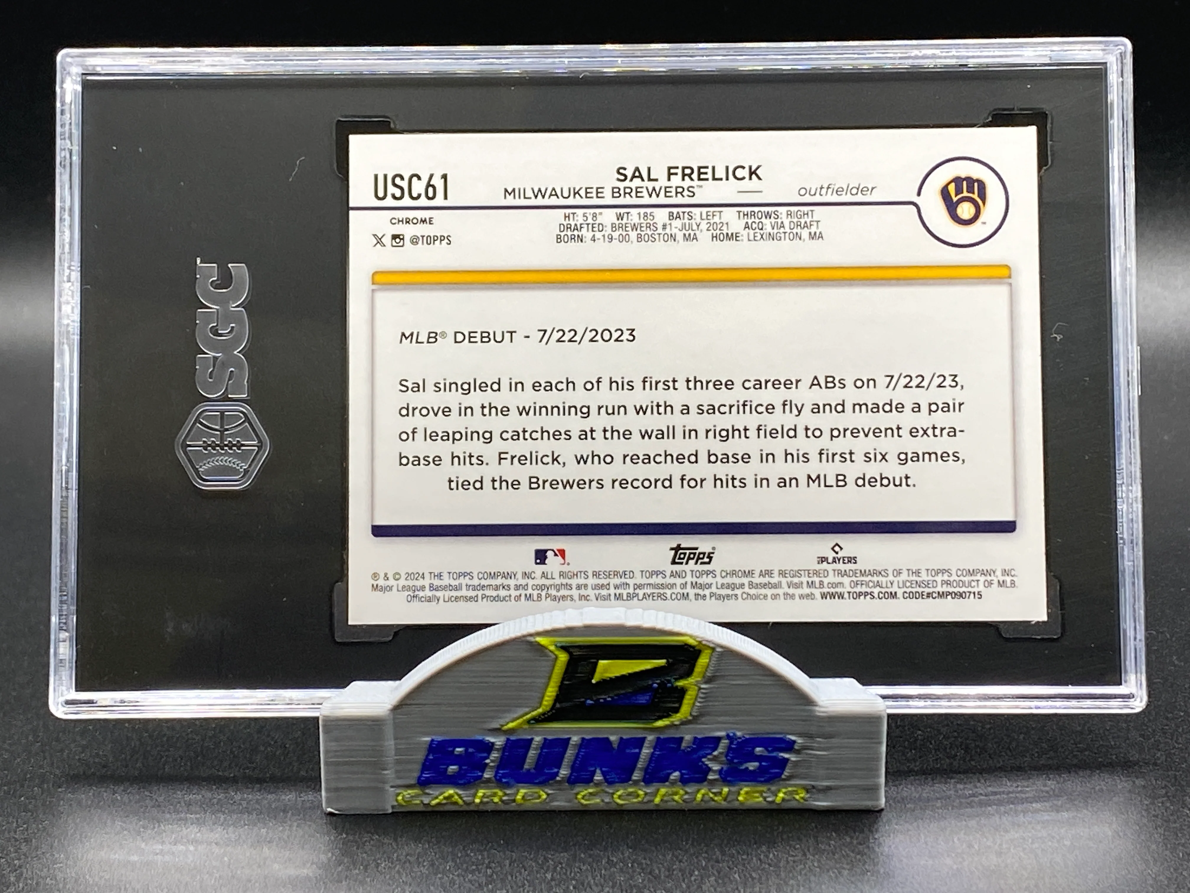 2024 Sal Frelick Rookie Card XFractor SGC 9.5 - Image 2