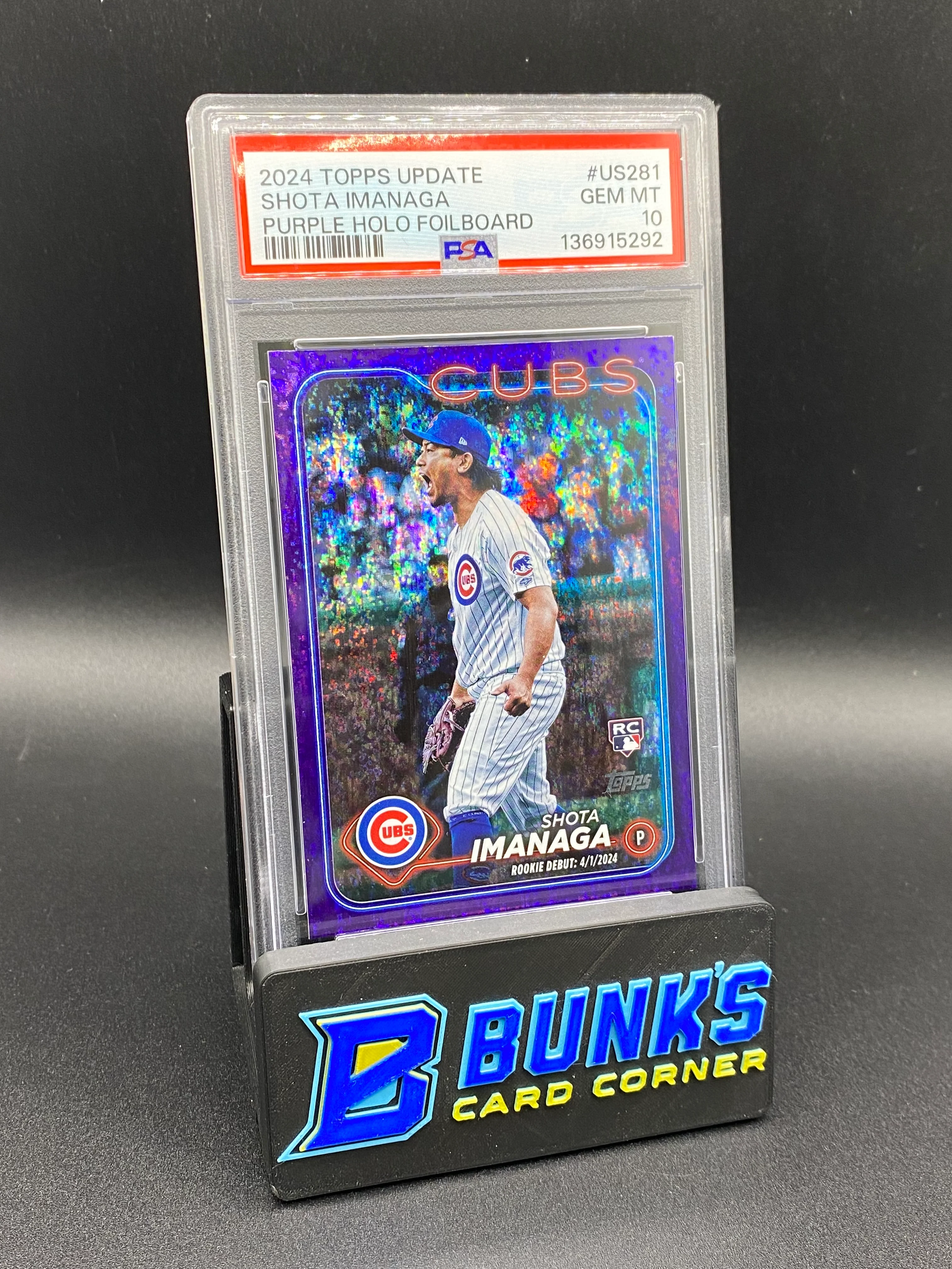 2024 Shota Imanaga Purple Holo Foilboard 114/799 Rc CGC 10
