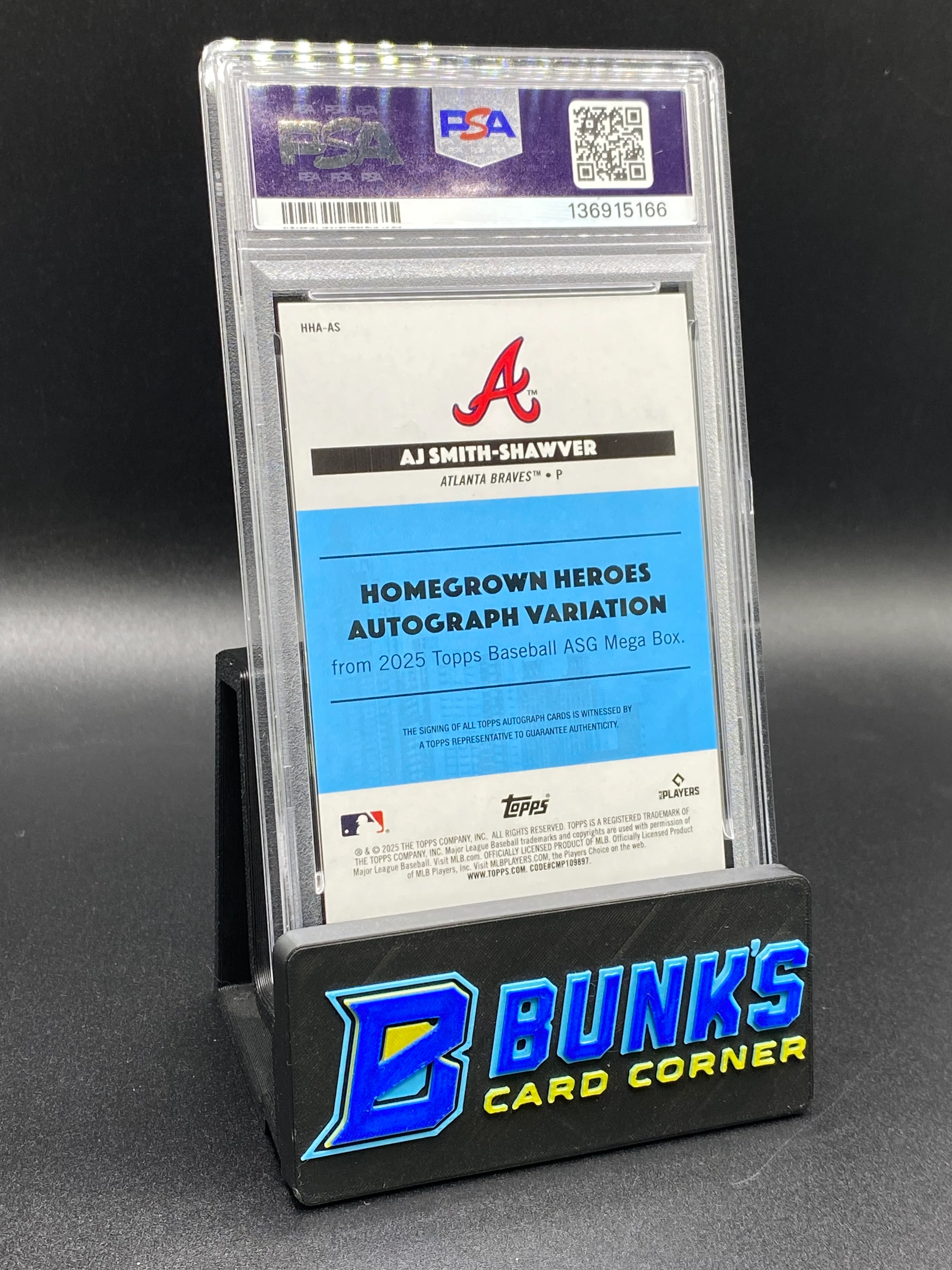 2025 AJ Smith-Shawver Home Grown Heroes Auto Orange PSA 10 Variation - Image 2