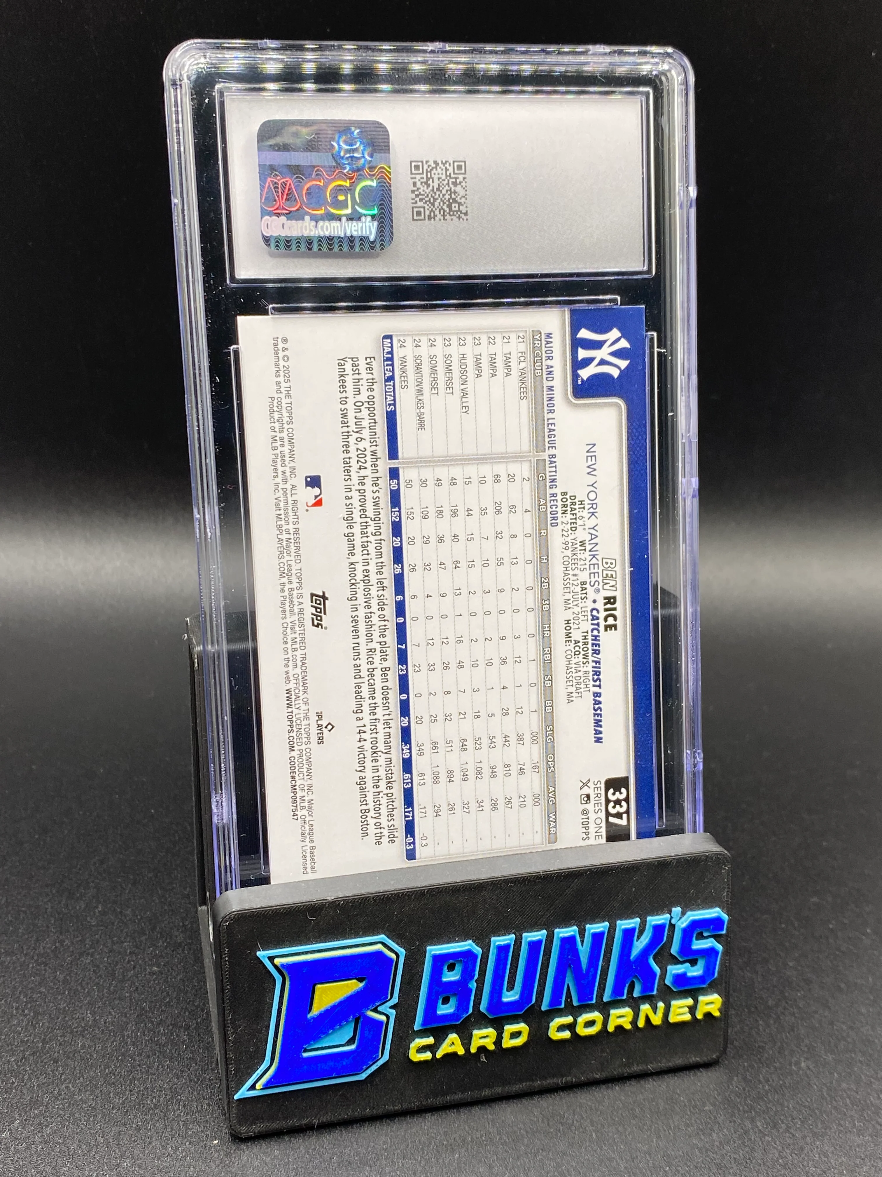 2025 Ben Rice Silver Crackle Foilboard CGC 10 SP Rc - Image 2