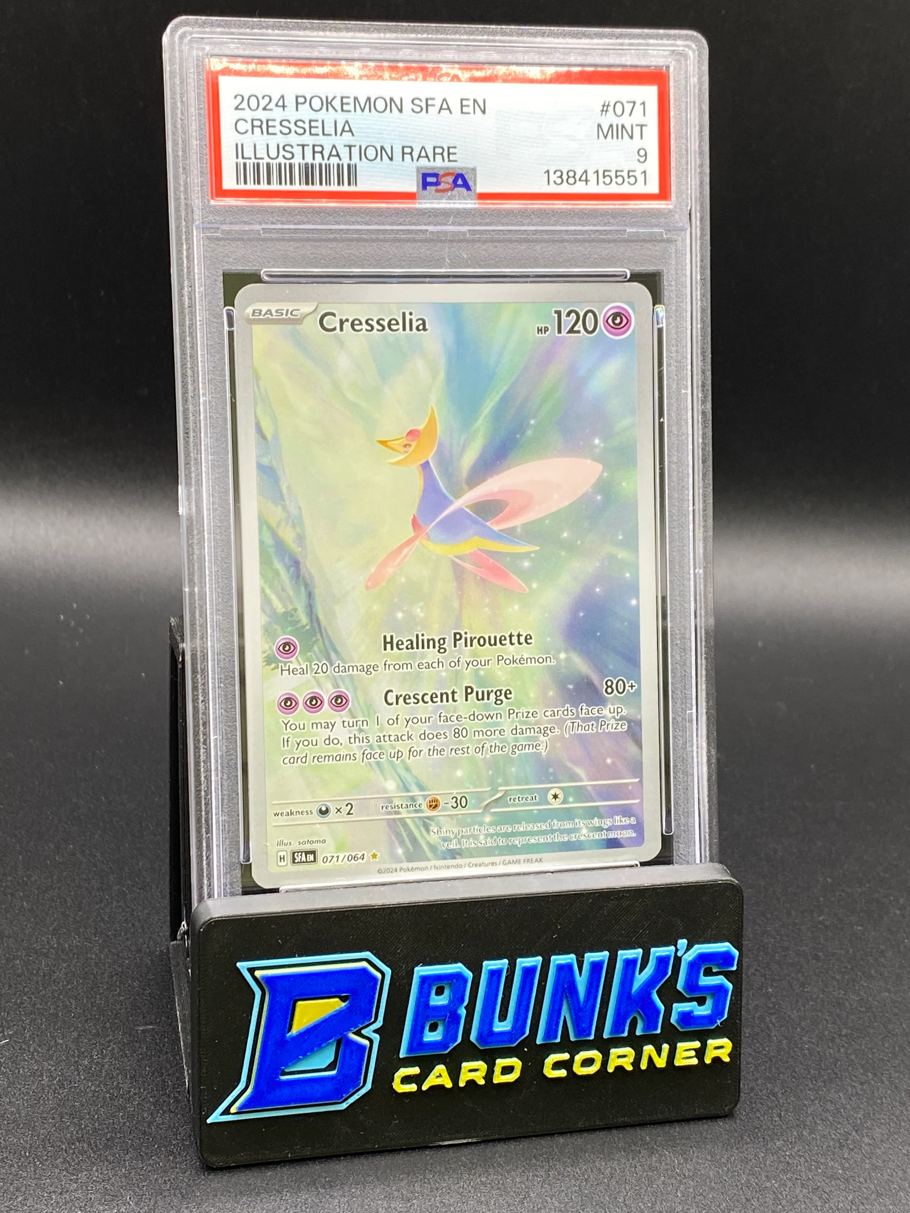 Cresselia Illustration Rare Shrouded Fable PSA 9